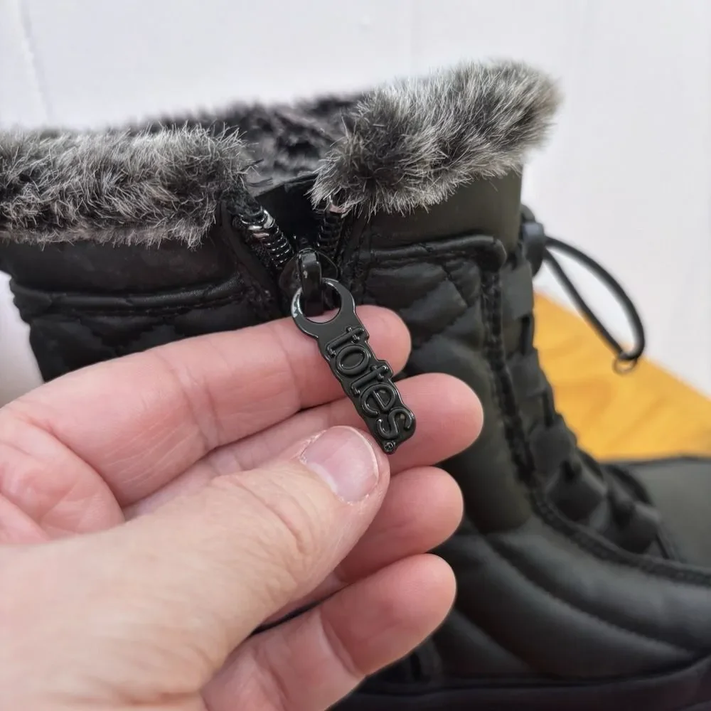 Totes‎ Eve Fur Lined Women's 6M Snow Boots Waterproof All Weather Winter Black